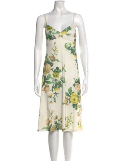 Pre-owned Zimmermann Floral Print Midi Length Dress In Neutral