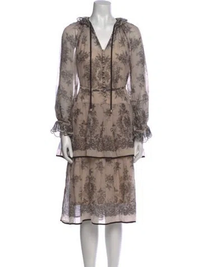 Pre-owned Zimmermann Floral Print Midi Length Dress In Neutral