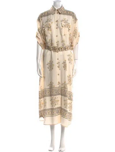Pre-owned Zimmermann Floral Print Midi Length Dress In Neutral