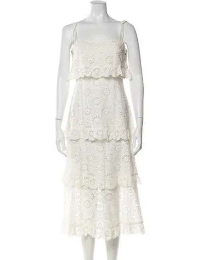 Pre-owned Zimmermann Floral Print Midi Length Dress In Neutral