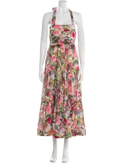 Pre-owned Zimmermann Floral Print Midi Length Dress In Pink