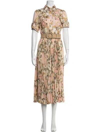Pre-owned Zimmermann Floral Print Midi Length Dress In Pink
