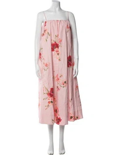 Pre-owned Zimmermann Floral Print Midi Length Dress In Pink
