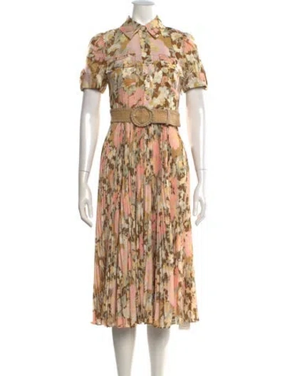 Pre-owned Zimmermann Floral Print Midi Length Dress In Pink