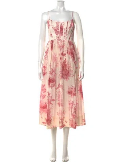 Pre-owned Zimmermann Floral Print Midi Length Dress In Pink
