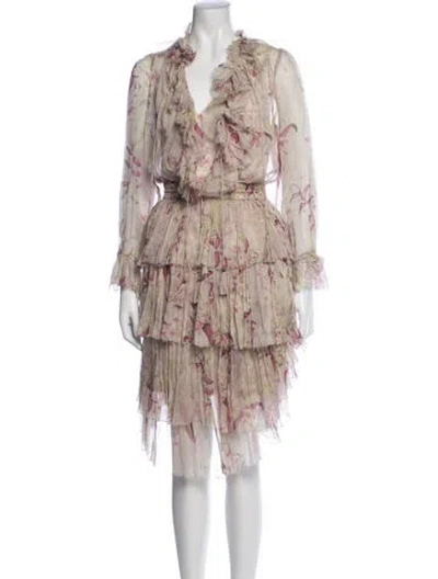 Pre-owned Zimmermann Floral Print Midi Length Dress In Pink