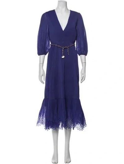 Pre-owned Zimmermann Floral Print Midi Length Dress In Purple