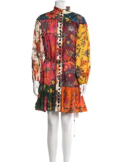 Pre-owned Zimmermann Floral Print Midi Length Dress In Red