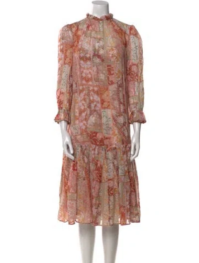 Pre-owned Zimmermann Floral Print Midi Length Dress W/ Tags In Multi