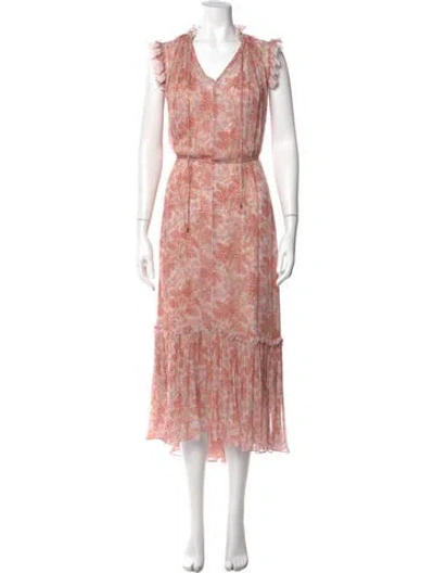 Pre-owned Zimmermann Floral Print Midi Length Dress W/ Tags In Neutral