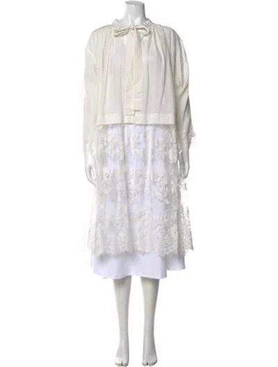 Pre-owned Zimmermann Floral Print Midi Length Dress W/ Tags In White
