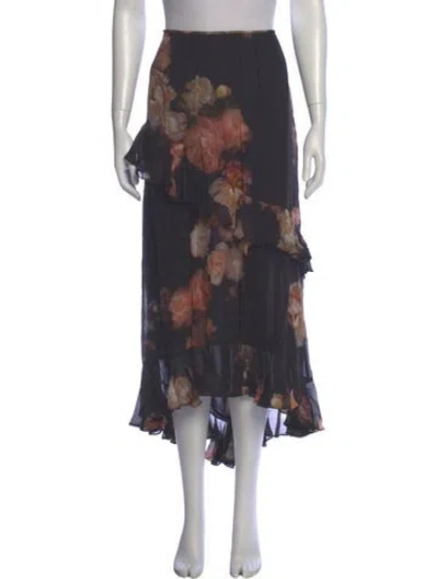 Pre-owned Zimmermann Floral Print Midi Length Skirt In Black
