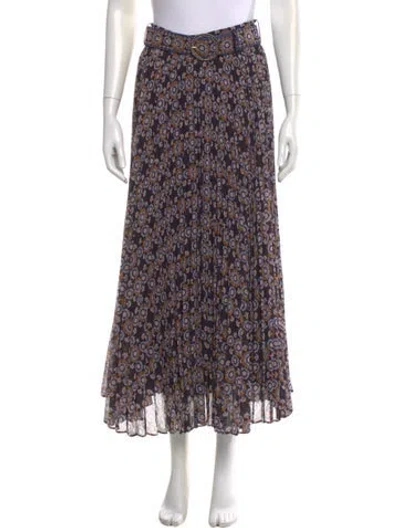 Pre-owned Zimmermann Floral Print Midi Length Skirt In Blue