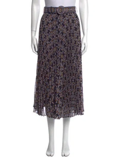 Pre-owned Zimmermann Floral Print Midi Length Skirt In Blue