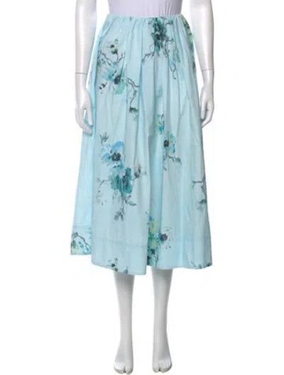 Pre-owned Zimmermann Floral Print Midi Length Skirt In Blue