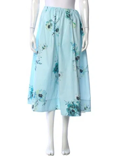 Pre-owned Zimmermann Floral Print Midi Length Skirt In Blue