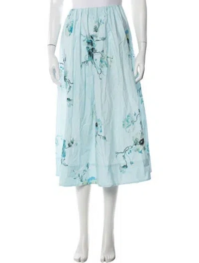 Pre-owned Zimmermann Floral Print Midi Length Skirt In Blue