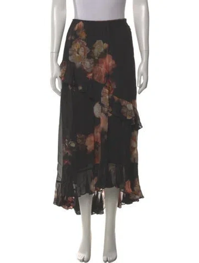 Pre-owned Zimmermann Floral Print Midi Length Skirt In Gray