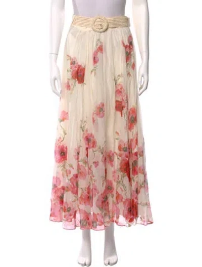 Pre-owned Zimmermann Floral Print Midi Length Skirt In Multi