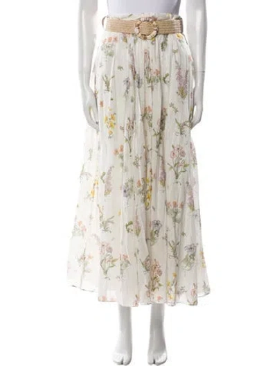 Pre-owned Zimmermann Floral Print Midi Length Skirt In Neutral