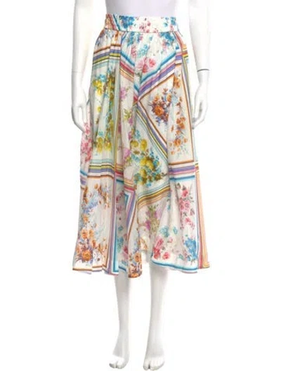 Pre-owned Zimmermann Floral Print Midi Length Skirt In Neutral