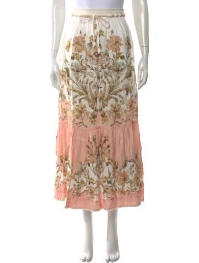 Pre-owned Zimmermann Floral Print Midi Length Skirt In Neutral