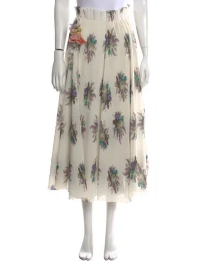Pre-owned Zimmermann Floral Print Midi Length Skirt In Neutral