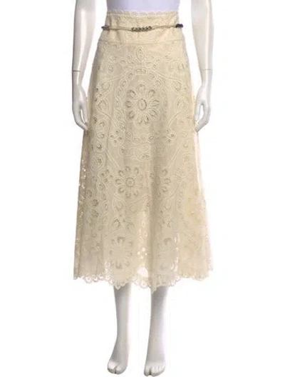Pre-owned Zimmermann Floral Print Midi Length Skirt In Neutrals