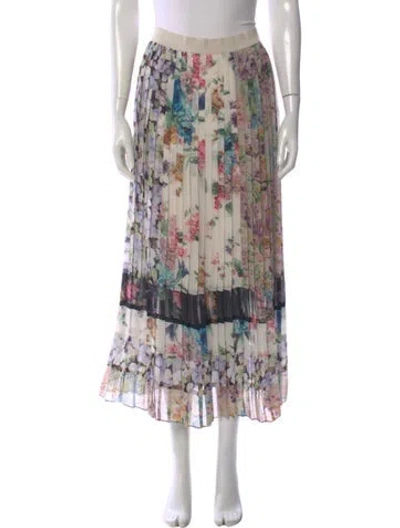 Pre-owned Zimmermann Floral Print Midi Length Skirt W/ Tags In Neutral