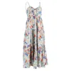 Zimmermann Strapless Cutout Knotted Floral-print Maxi Dress In Multicolor Linen In Multi