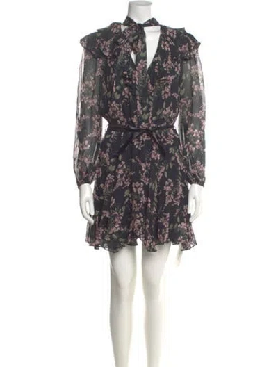 Pre-owned Zimmermann Floral Print Mini Dress In Black