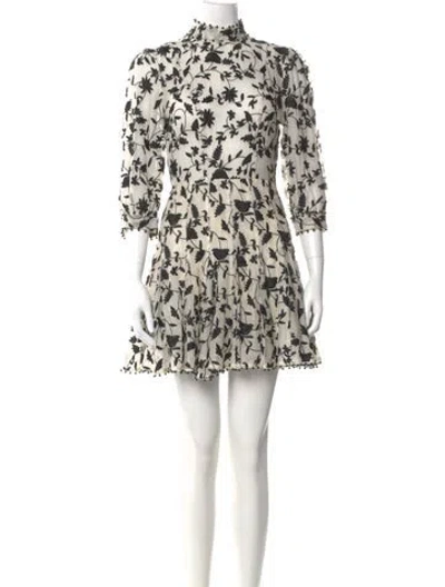 Pre-owned Zimmermann Floral Print Mini Dress In Black