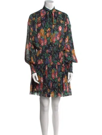 Pre-owned Zimmermann Floral Print Mini Dress In Black