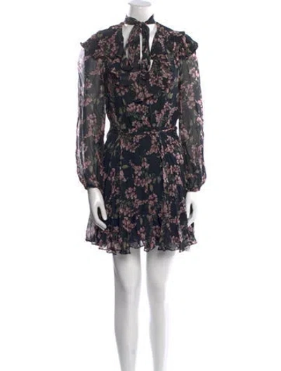 Pre-owned Zimmermann Floral Print Mini Dress In Black