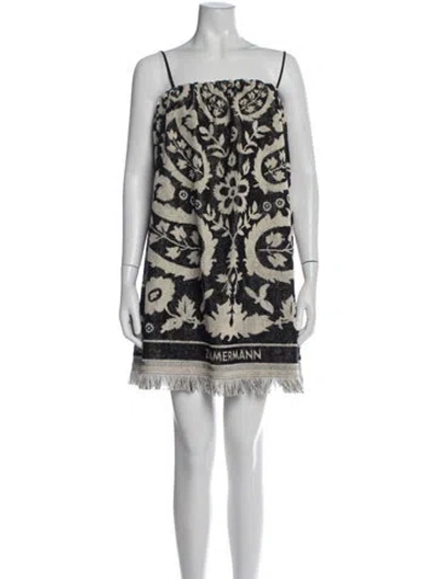Pre-owned Zimmermann Floral Print Mini Dress In Black