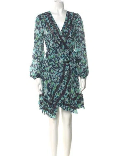 Pre-owned Zimmermann Floral Print Mini Dress In Blue