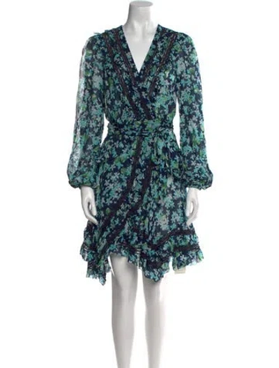 Pre-owned Zimmermann Floral Print Mini Dress In Blue