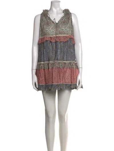 Pre-owned Zimmermann Floral Print Mini Dress In Blue