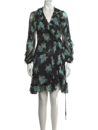 Pre-owned Zimmermann Floral Print Mini Dress In Blue