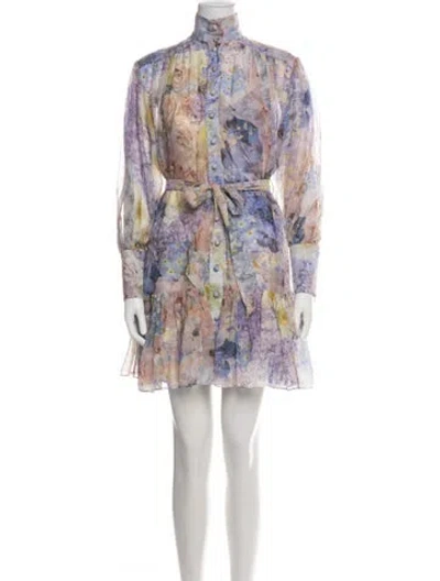 Pre-owned Zimmermann Floral Print Mini Dress In Green