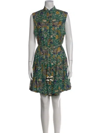 Pre-owned Zimmermann Floral Print Mini Dress In Green