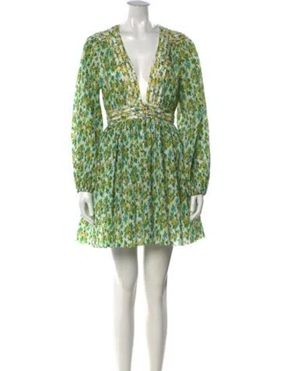 Pre-owned Zimmermann Floral Print Mini Dress In Green
