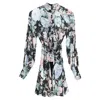 Zimmermann Floral Print Mini Dress In Blue Linen In Blue