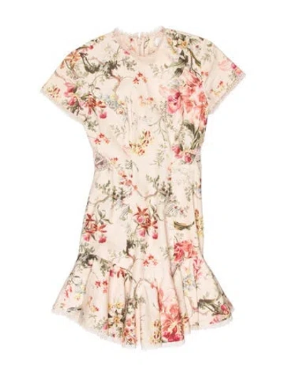 Pre-owned Zimmermann Floral Print Mini Dress In Multi