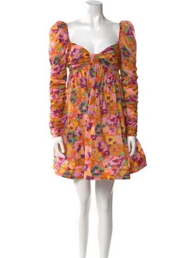 Pre-owned Zimmermann Floral Print Mini Dress In Multi
