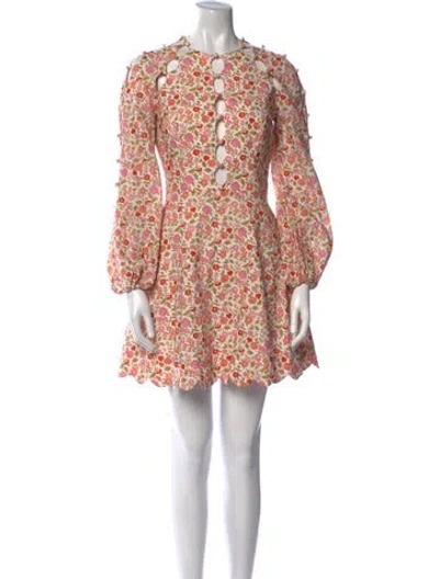 Pre-owned Zimmermann Floral Print Mini Dress In Multi
