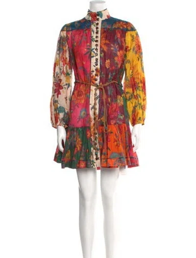 Pre-owned Zimmermann Floral Print Mini Dress In Multi