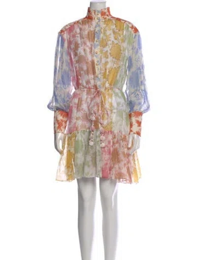 Pre-owned Zimmermann Floral Print Mini Dress In Multi