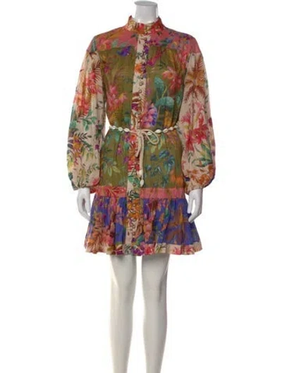 Pre-owned Zimmermann Floral Print Mini Dress In Multi