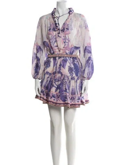 Pre-owned Zimmermann Floral Print Mini Dress In Multi